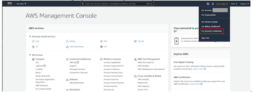 AWS Security credentials