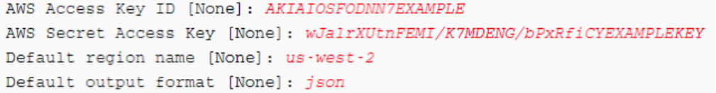 AWS CLI configuration inputs